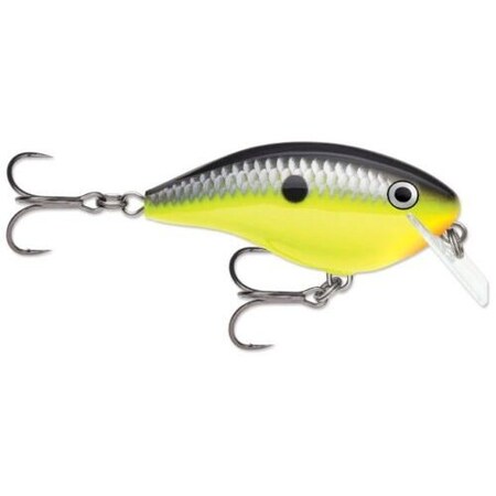 Rapala Og Rocco 05, 38 Oz Running Depth 5', 4 Treble Hooks Chartreuse Black OGR05CBK